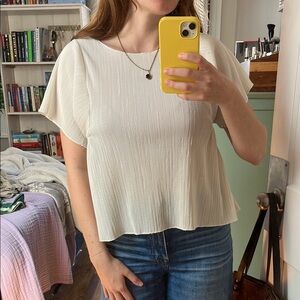 Madewell Cream Pleated Blouse